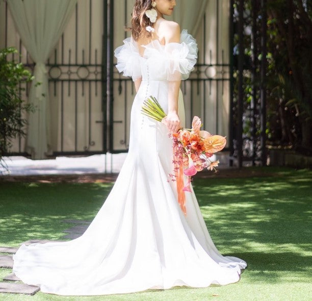 ボリュームフリルマーメイドドレス 【ウェディングドレス レンタル】