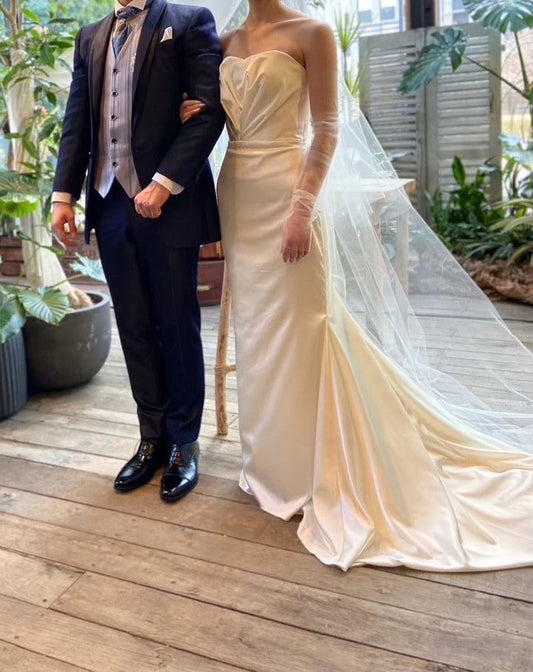 アームグローブとオフショル袖の3wayドレス 【ウェディングドレス オーダーメイド】