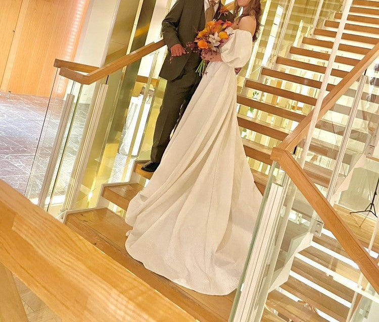 ジャガードパフドレス 【ウェディングドレス オーダーメイド】