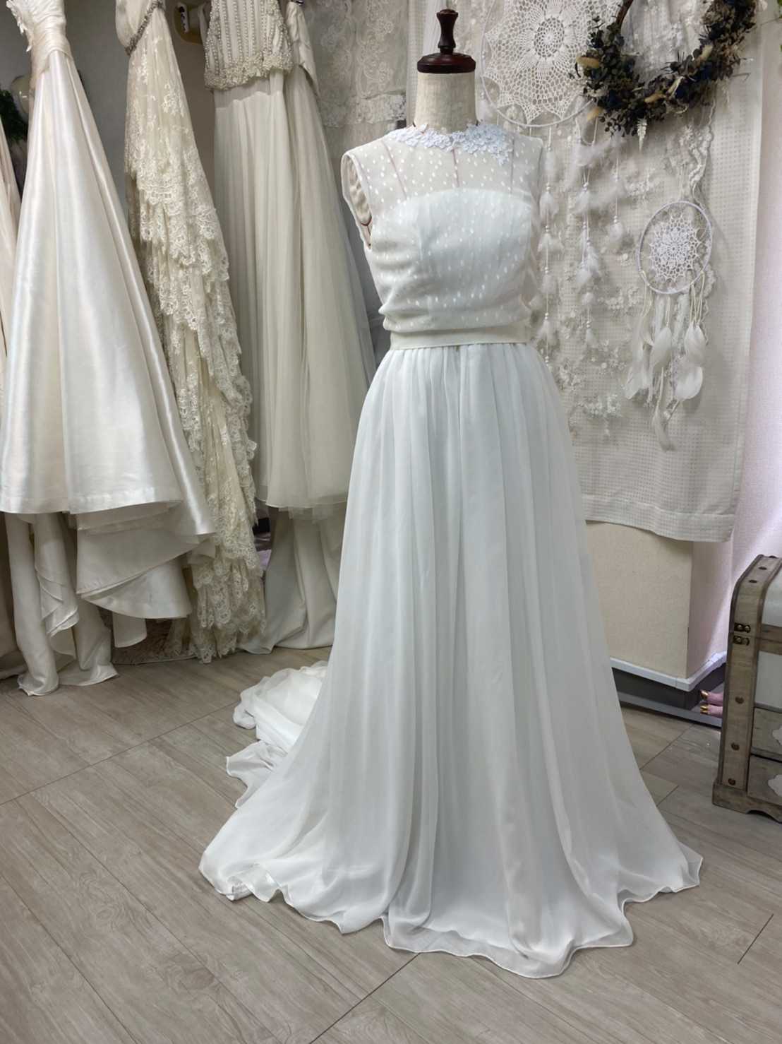 ドット×フリンジのデザイン性ドレス 【ウェディングドレス オーダーメイド】