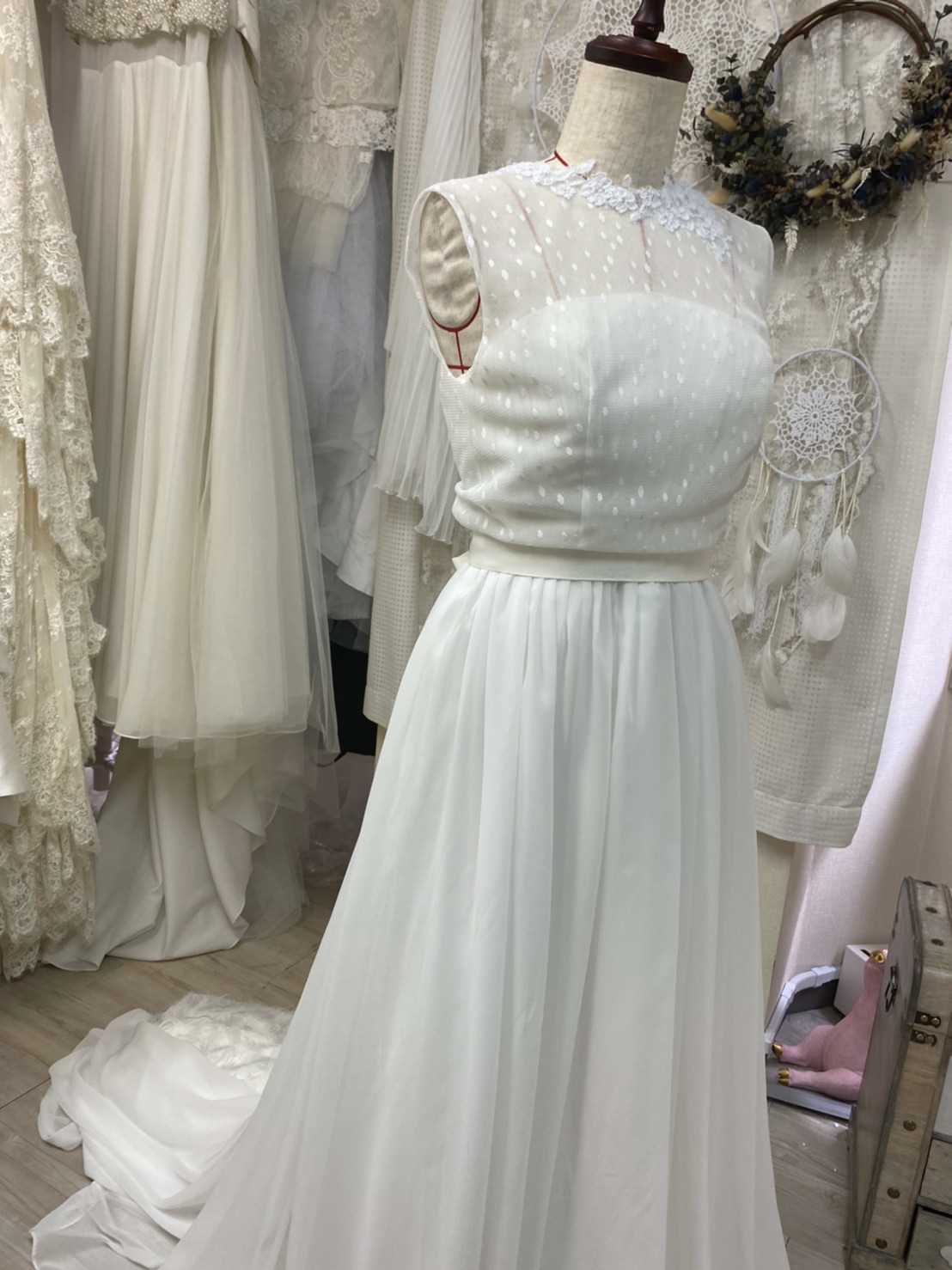 ドット×フリンジのデザイン性ドレス 【ウェディングドレス オーダーメイド】