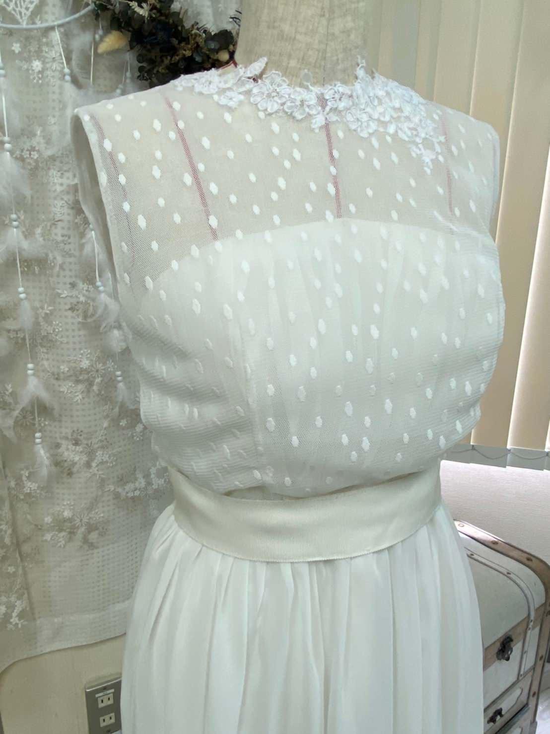 ドット×フリンジのデザイン性ドレス 【ウェディングドレス オーダーメイド】