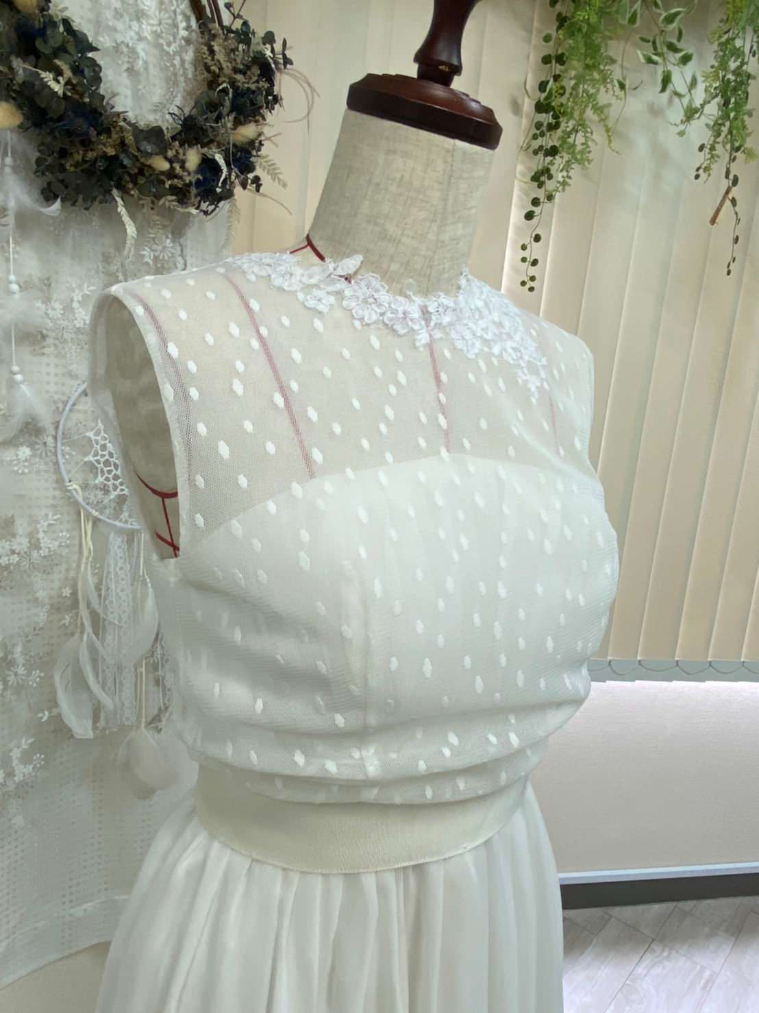 ドット×フリンジのデザイン性ドレス 【ウェディングドレス オーダーメイド】