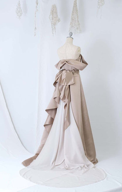 サイズ/カラー 選べる【 トレーン付き セパレート ドレス 】 【結婚式 カラードレス オーダーメイド】