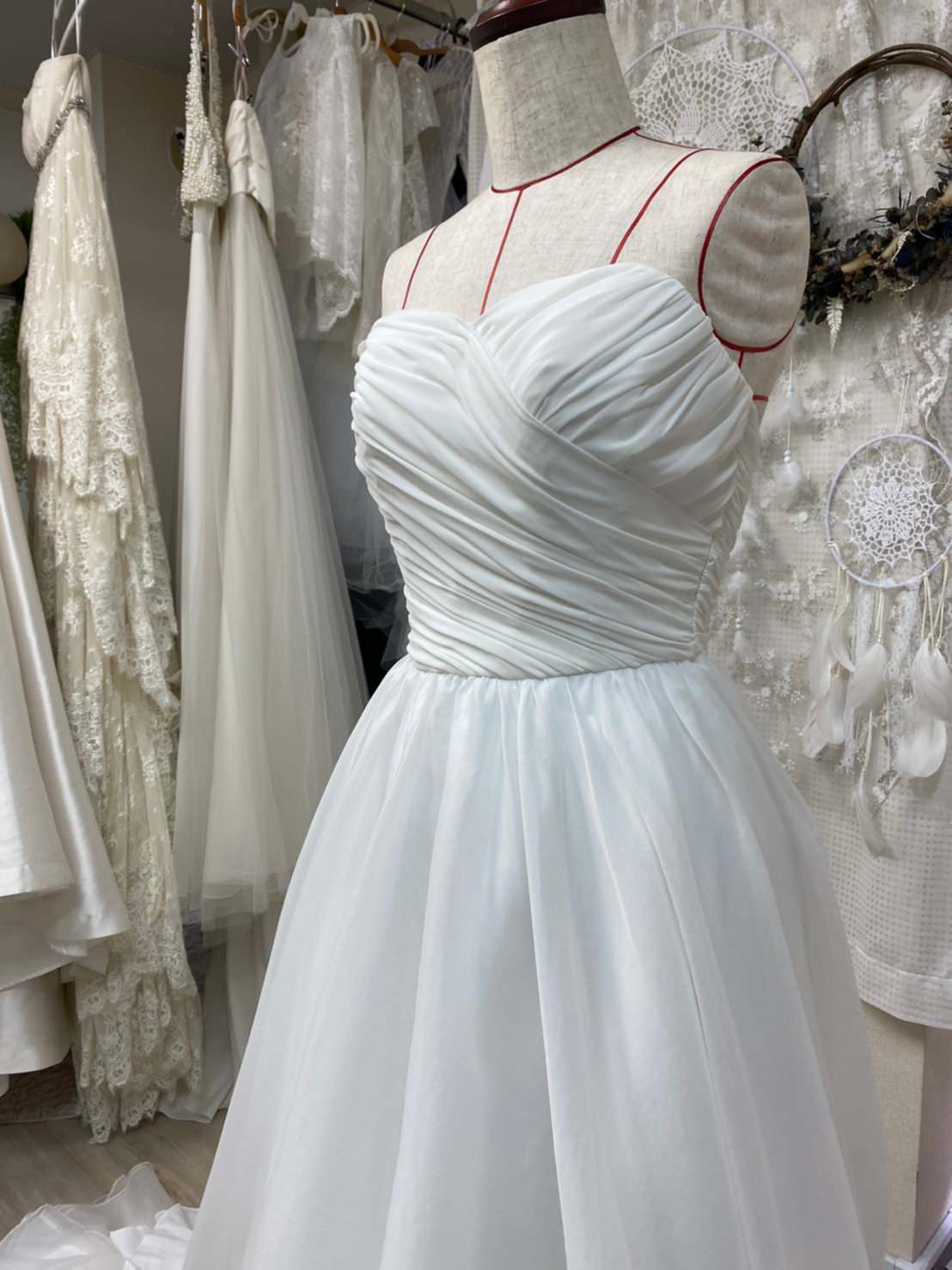 オーガンジーハートウエディングドレス 【ウェディングドレス オーダーメイド】