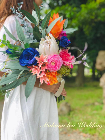 【造花】ブーケ(WKP×MIX) リゾート 沖縄 【結婚式 フラワー 造花 ブーケ ブートニア】