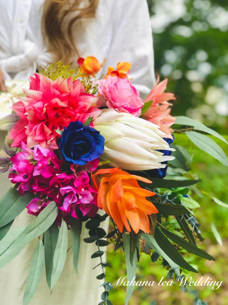 【造花】ブーケ(WKP×MIX) リゾート 沖縄 【結婚式 フラワー 造花 ブーケ ブートニア】