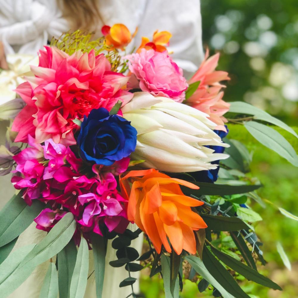 【造花】ブーケ(WKP×MIX) リゾート 沖縄 【結婚式 フラワー 造花 ブーケ ブートニア】