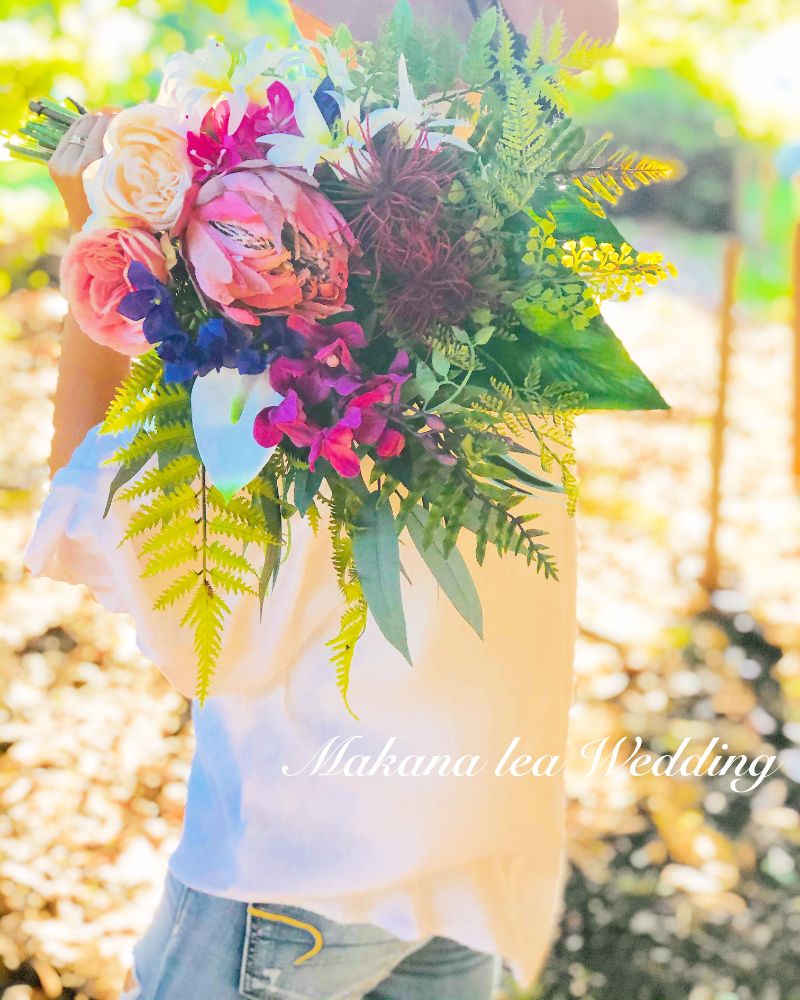 【造花】ブーケ(PKP×MIX) リゾート 沖縄 【結婚式 フラワー 造花 ブーケ ブートニア】