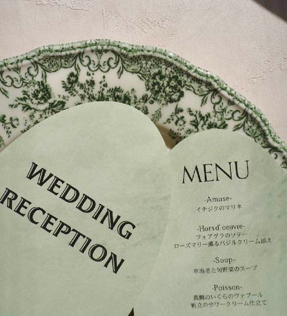 【メニュー表】EGGS - Leaf Green【結婚式 ペーパー メニュー表】