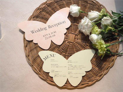 【メニュー表】butterflies - Warm【結婚式 ペーパー メニュー表】