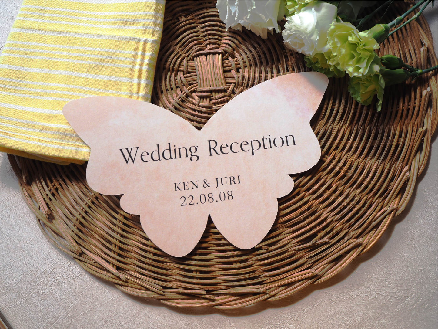 【メニュー表】butterflies - Warm【結婚式 ペーパー メニュー表】