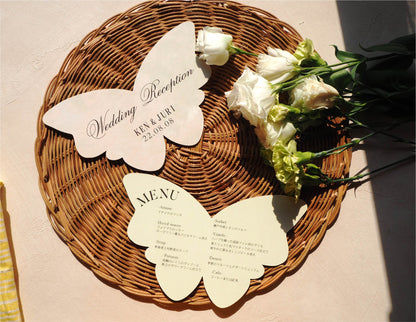 【メニュー表】butterflies - Rose Bouquet【結婚式 ペーパー メニュー表】