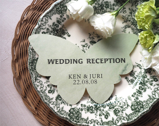 【メニュー表】butterflies - Leaf Green【結婚式　ペーパー　メニュー表】