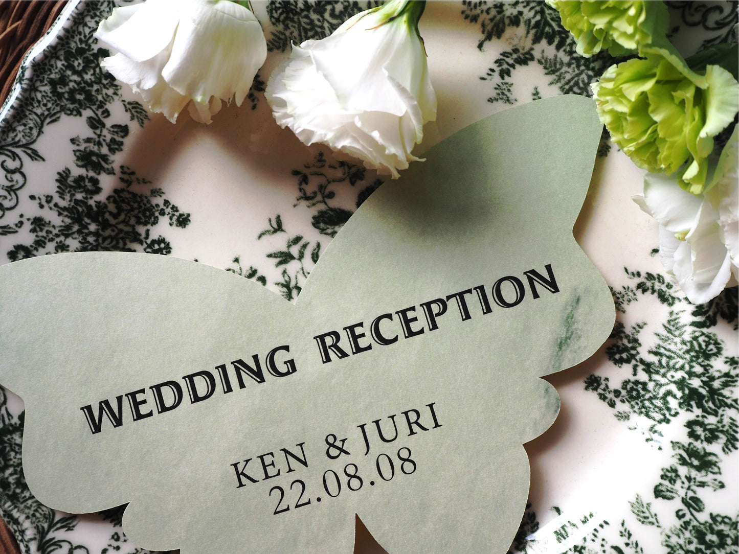 【メニュー表】butterflies - Leaf Green【結婚式 ペーパー メニュー表】