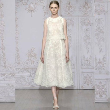 モニークルイリエ Monique Lhuillier Charolette ミモレ丈ドレス 【ウェディングドレス レンタル】