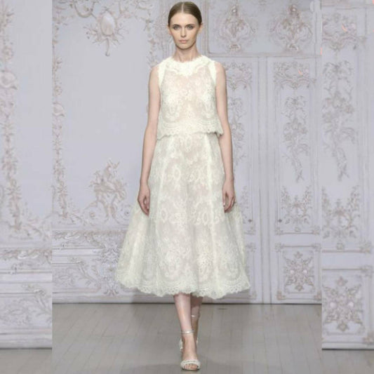 モニークルイリエ Monique Lhuillier Charolette ミモレ丈ドレス 【ウェディングドレス レンタル】