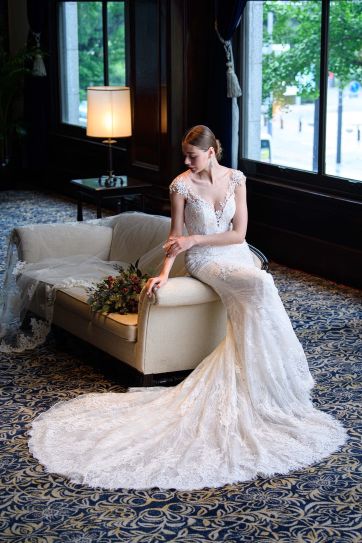 MMD-5003【マーメイドドレス フレンチスリーブ レース  