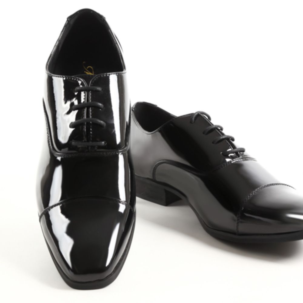 ストレートチップ/3cmヒール/ブラックエナメル 【結婚式 メンズ シューズ】