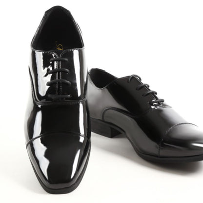 ストレートチップ/3cmヒール/ブラックエナメル 【結婚式 メンズ シューズ】