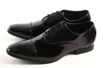 ストレートチップ/3cmヒール/ブラックエナメル 【結婚式 メンズ シューズ】