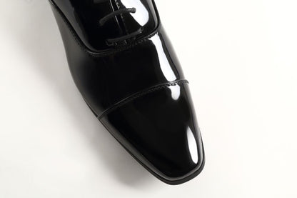 ストレートチップ/3cmヒール/ブラックエナメル 【結婚式 メンズ シューズ】