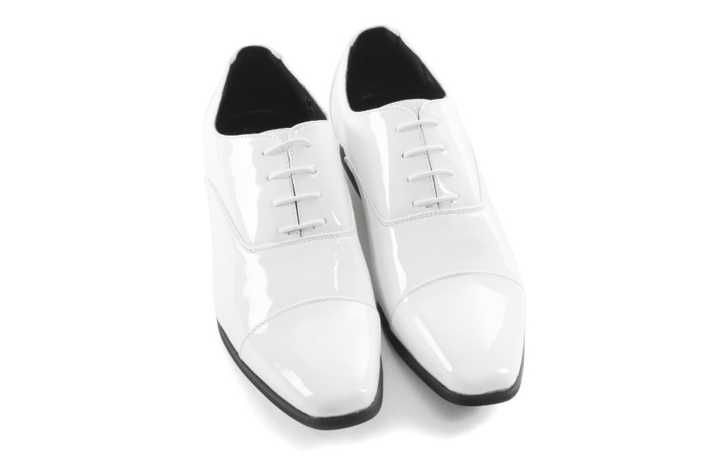 ストレートチップ/3cmヒール/ホワイトエナメル 【結婚式 メンズ シューズ】
