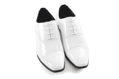 ストレートチップ/3cmヒール/ホワイトエナメル 【結婚式 メンズ シューズ】