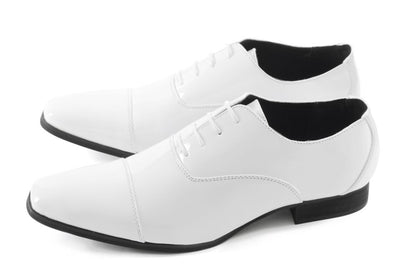 ストレートチップ/3cmヒール/ホワイトエナメル 【結婚式 メンズ シューズ】