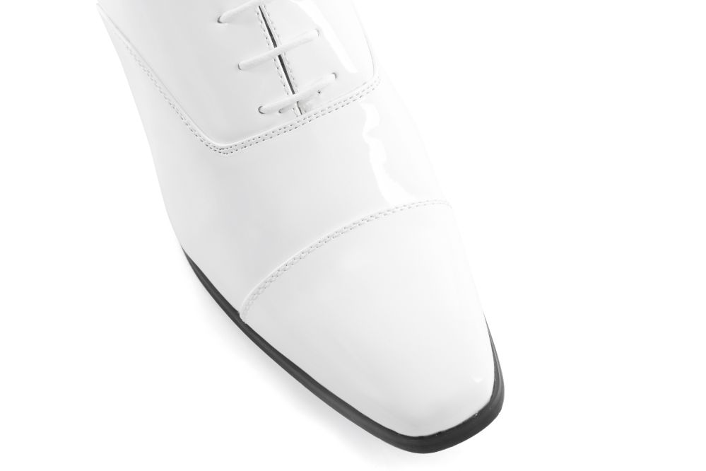 ストレートチップ/3cmヒール/ホワイトエナメル 【結婚式 メンズ シューズ】