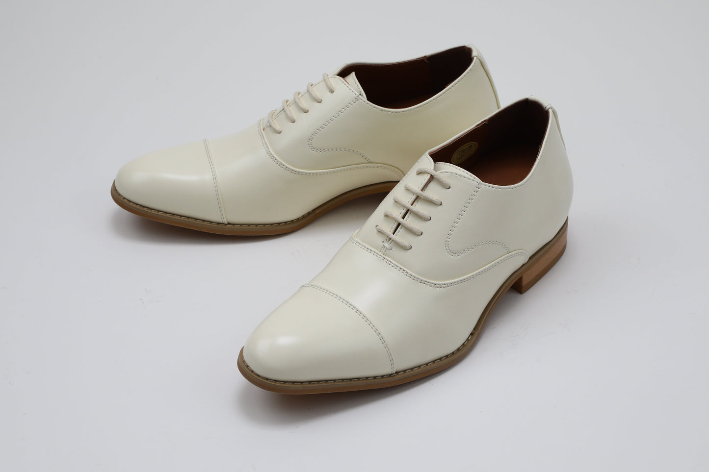 ストレートチップ/7cmヒールシークレット/オフホワイト【結婚式 メンズ シューズ】