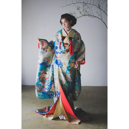 紺碧道長取青海波 【結婚式 和装 色打掛 レンタル】