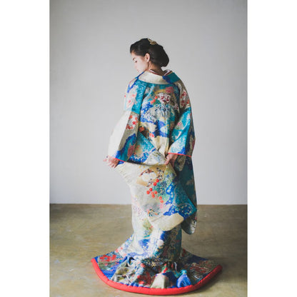 紺碧道長取青海波 【結婚式 和装 色打掛 レンタル】