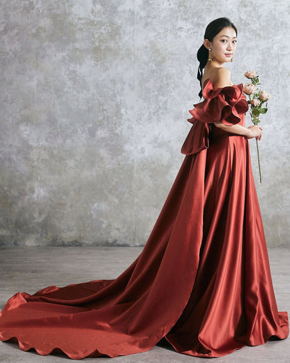 NOA0062_terracottaフリル【カラードレス オーダーメイド】