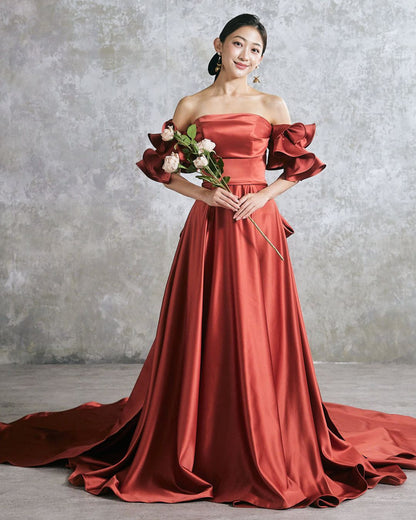 NOA0062_terracottaフリル【カラードレス オーダーメイド】