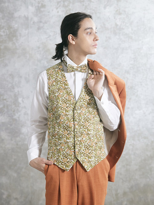 NOA3022-beigeチェンジベスト&タイ【結婚式 メンズ小物 オーダーメイド】