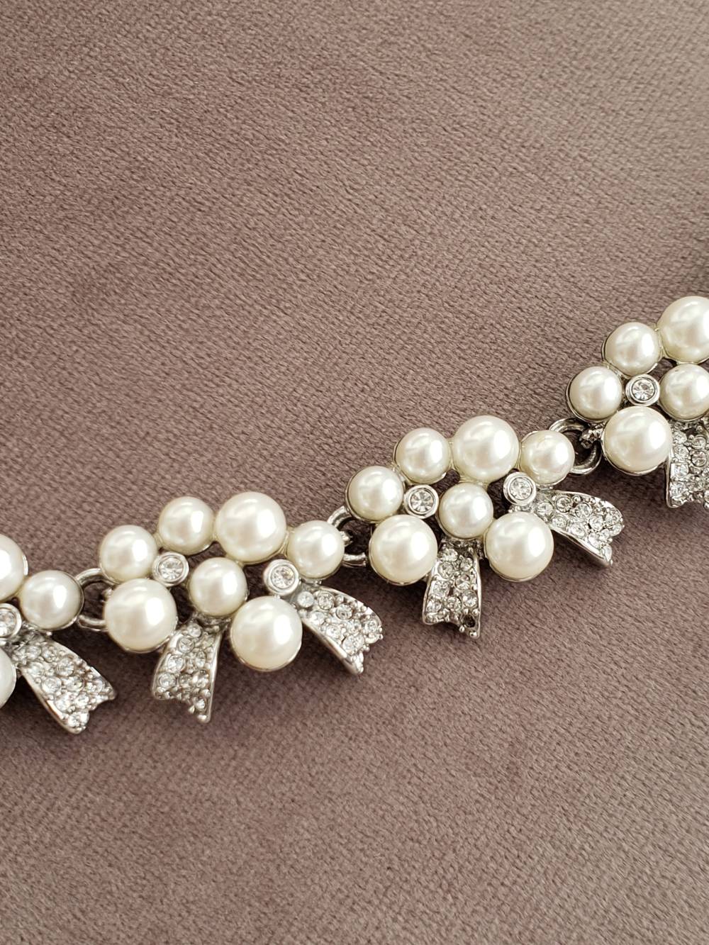 アンテイラー☆リボンモチーフパールネックレスピアスセット 【結婚式 ネックレス レンタル】