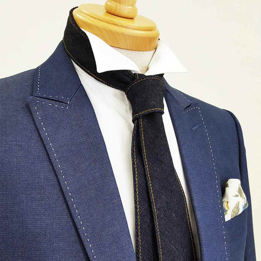 【デニムネクタイ/せとうちブルー】ROBE DE SETOUCHI 16159 【結婚式 ネクタイ】