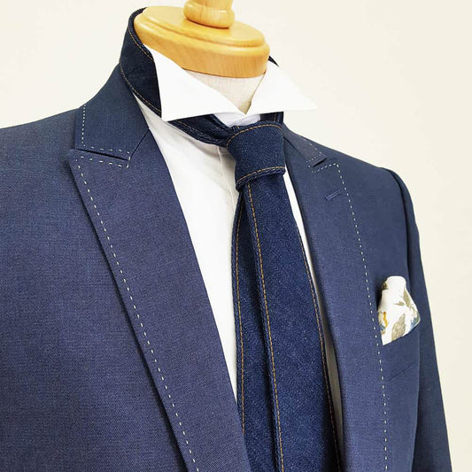 【デニムネクタイ/バイオブルー】ROBE DE SETOUCHI 16161 【結婚式 ネクタイ】