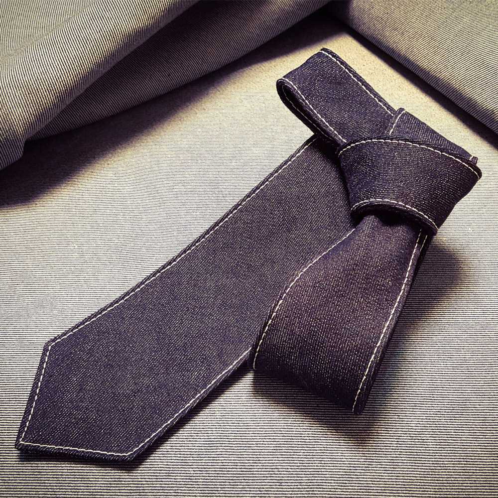 【デニムネクタイ/せとうちブルーホワイトステッチ】ROBE DE SETOUCHI 16162 【結婚式 ネクタイ】