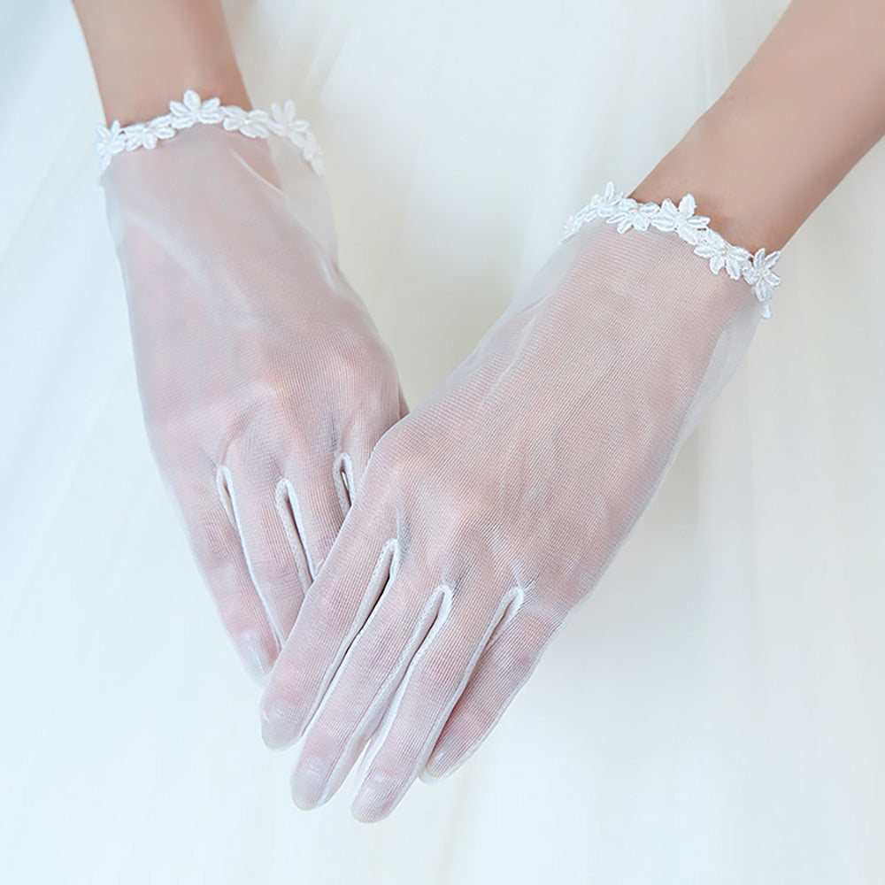 オーガンジーグローブ【タイニーフラワー】【結婚式 グローブ】（OG-39）