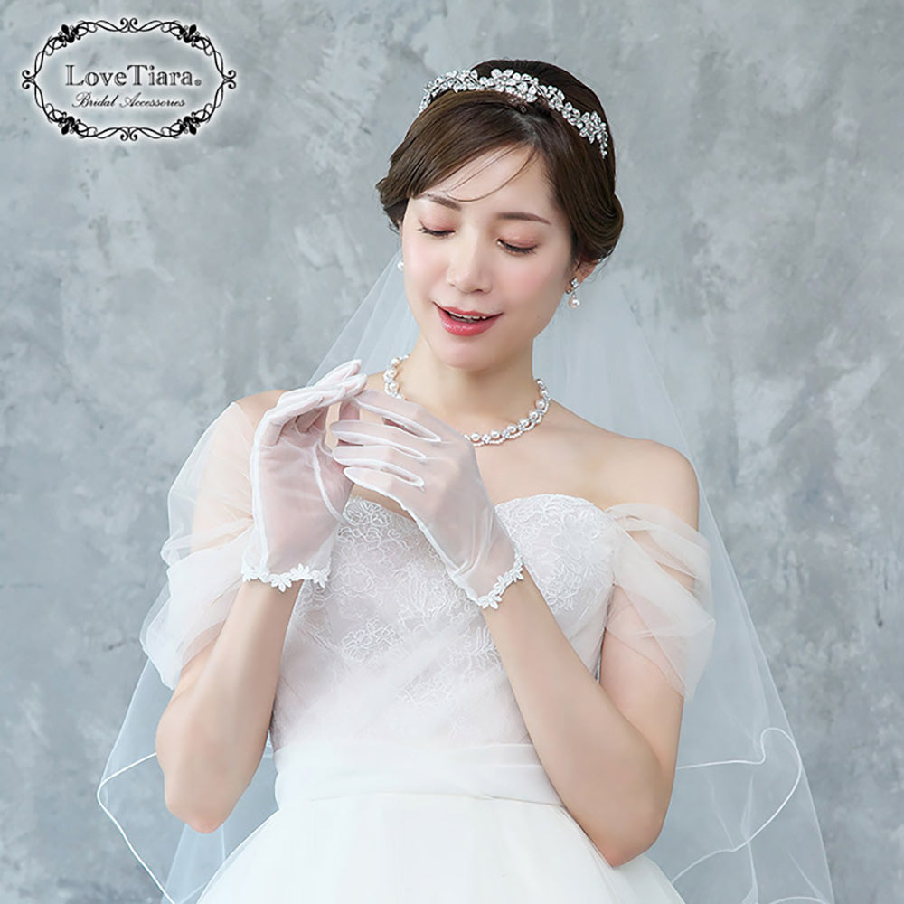 オーガンジーグローブ【タイニーフラワー】【結婚式 グローブ】（OG-39）