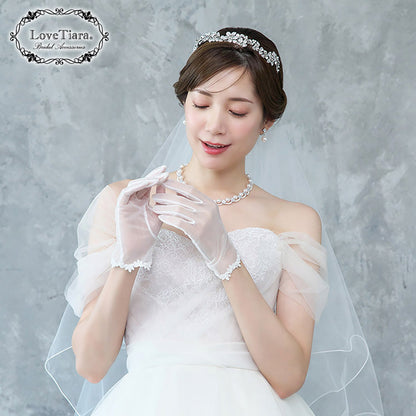 オーガンジーグローブ【タイニーフラワー】【結婚式 グローブ】（OG-39）