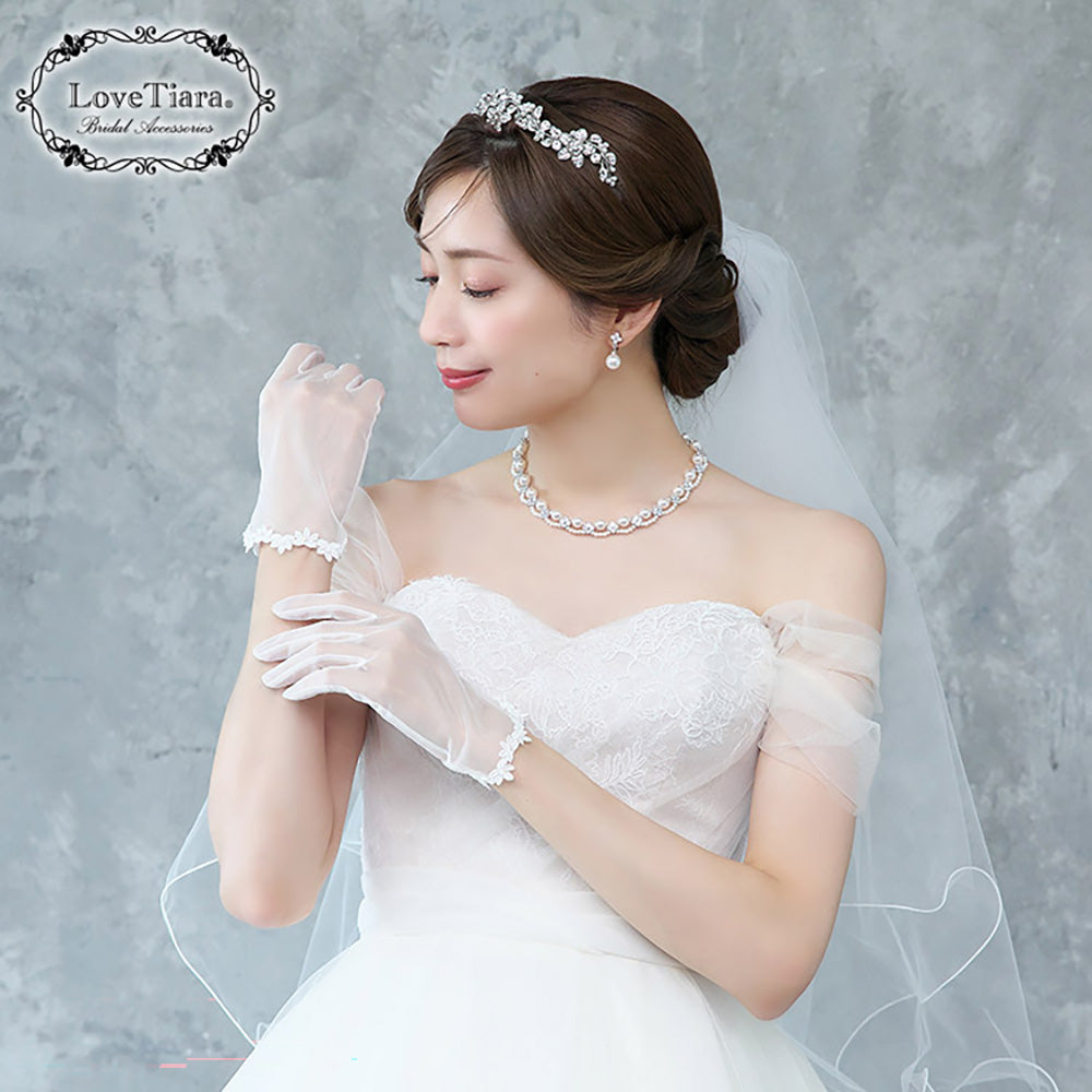 オーガンジーグローブ【タイニーフラワー】【結婚式 グローブ】（OG-39）