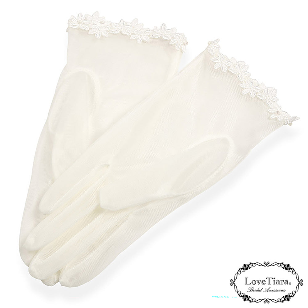 オーガンジーグローブ【タイニーフラワー】【結婚式 グローブ】（OG-39）