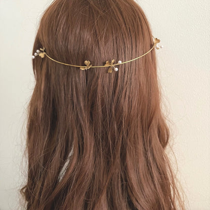 フレアフラワーヘアバンド カチューシャ【結婚式　ヘアアクセサリー】