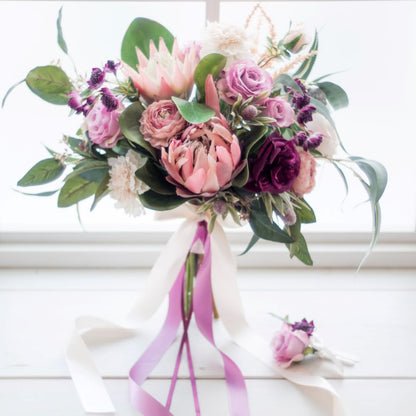 【造花】レンタル/プロテアブーケ 【結婚式 フラワー 造花 ブーケ ブートニア レンタル】