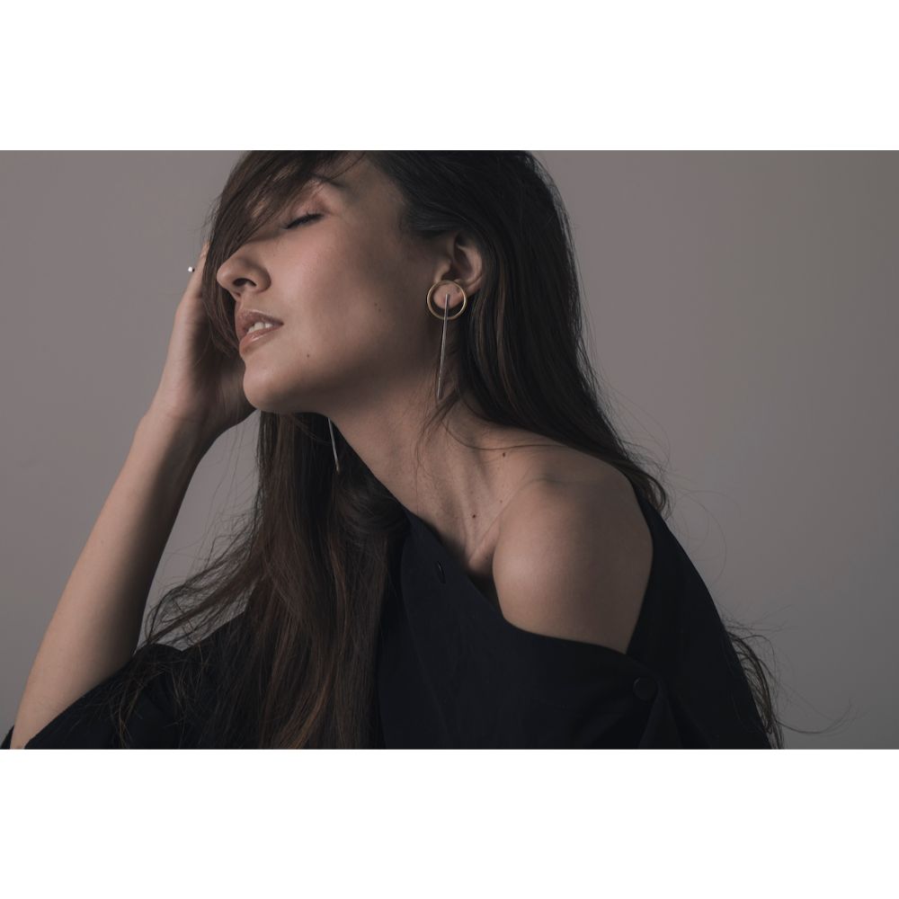 Circle Cross Bar Pierce/ブライダルアクセサリー 【結婚式 ピアス イヤリング】