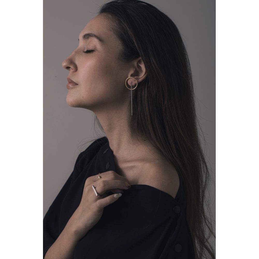 Circle Cross Bar Pierce/ブライダルアクセサリー 【結婚式 ピアス イヤリング】