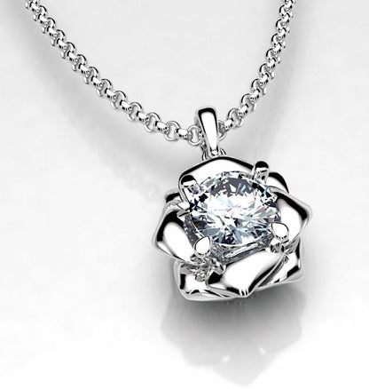 ペンダント(フラワーダイヤ付き)/ブライダルアクセサリー 【結婚式 ネックレス オーダーメイド】